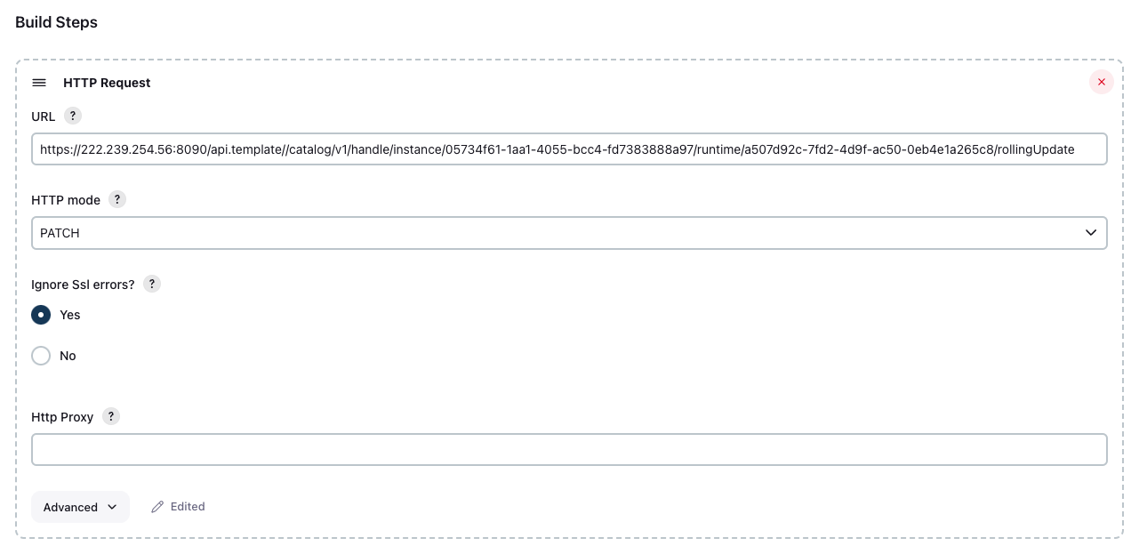 HTTP Request 설정 화면